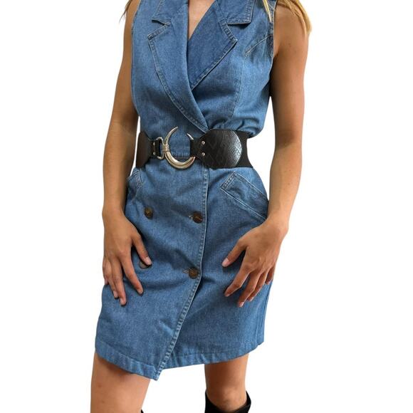 80s James River Trading 4 Denim Mini Dress - Picture 1 of 6
